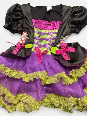 Girls' Purple & Lime Ruffled Halloween Costume Dress - Kids Costume
